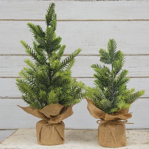 Glittered Pine Tree with Burlap Base 12 - The Fox Decor