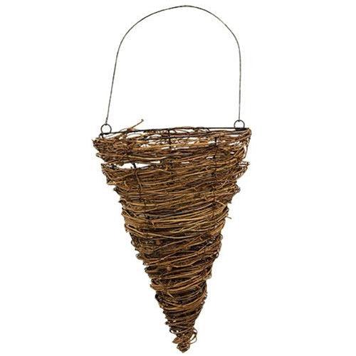 Grapevine Wall Cone Basket w Handle - The Fox Decor