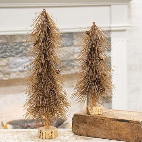 Sparkle Bottle Brush Pine Tree With Pine Cones on Base 15 - The Fox Decor