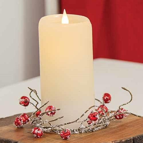 Snowy Red Jingle Bell Candle Ring 35 - The Fox Decor