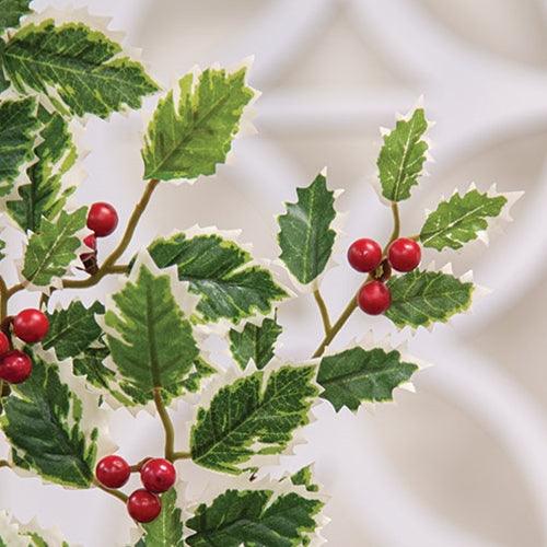 Mini Holly Leaves & Berries Spray 28 - The Fox Decor