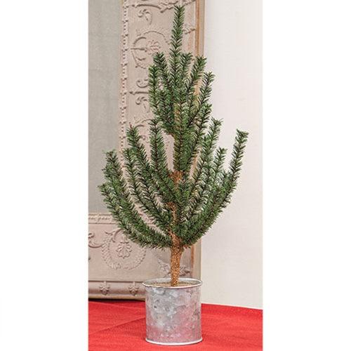 German Pine Tree in Galvanized Metal Pot 18 - The Fox Decor