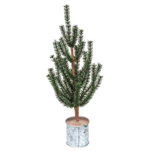 German Pine Tree in Galvanized Metal Pot 18 - The Fox Decor