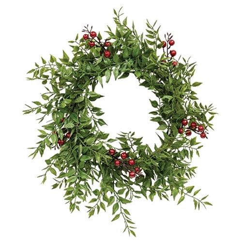 Lady Ruscus & Berries Candle Ring 65 - The Fox Decor