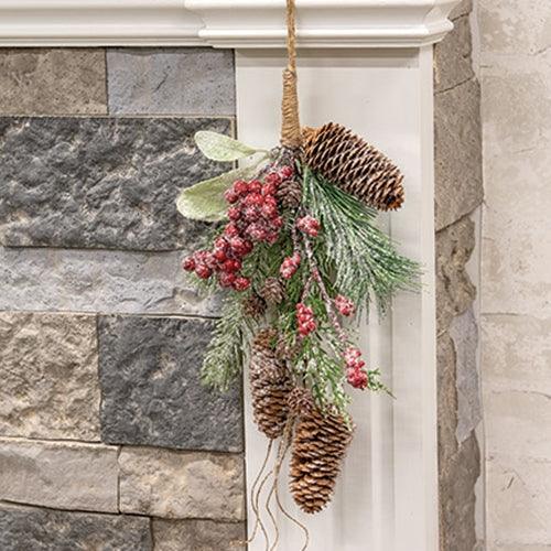 Glittered Hanging Pine & Berry Bough 13 - The Fox Decor