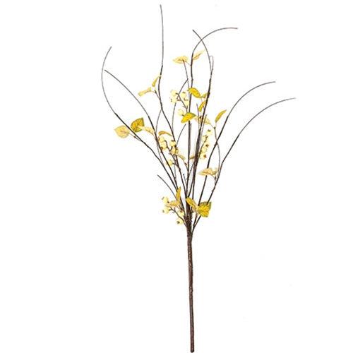 Golden Wave Leaves & Berry Branch 35 - The Fox Decor