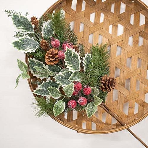 Icy Winterberry Holly & Pine Spray 29 - The Fox Decor