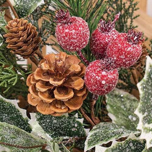 Icy Winterberry Holly & Pine Spray 29 - The Fox Decor