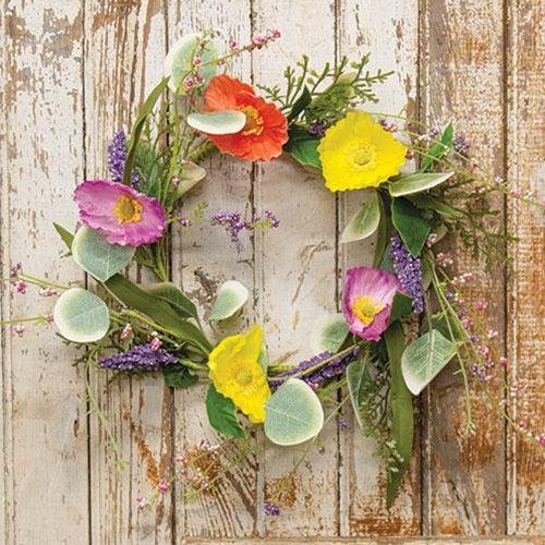 Mixed Poppy & Silver Dollar Wreath - The Fox Decor