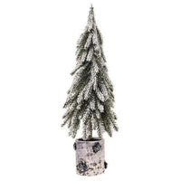 Flocked Weeping Pine Tree In Birch Pot 16 - The Fox Decor