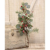 Snowy Holiday Red Berry & Bell Spray - The Fox Decor