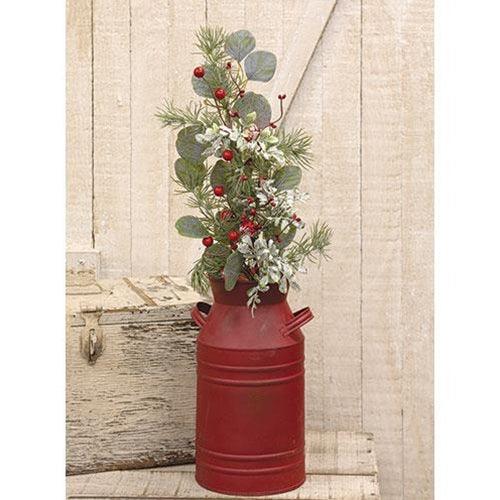 Snowy Holiday Red Berry & Bell Spray - The Fox Decor