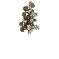 Snowy Holiday Red Berry & Bell Spray - The Fox Decor