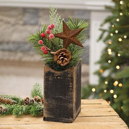 Brush Pine & Sugar Berry Pick w Rusty Star - The Fox Decor