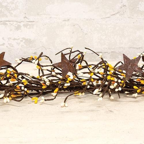 Pip Berry Garland With Stars Yellow & Cream 40 - The Fox Decor