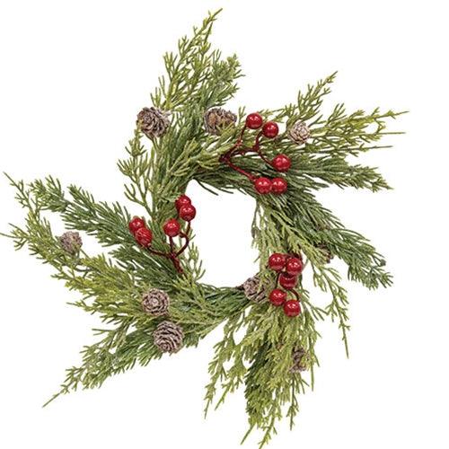 Frosted Soft Pine & Berry Ring - The Fox Decor