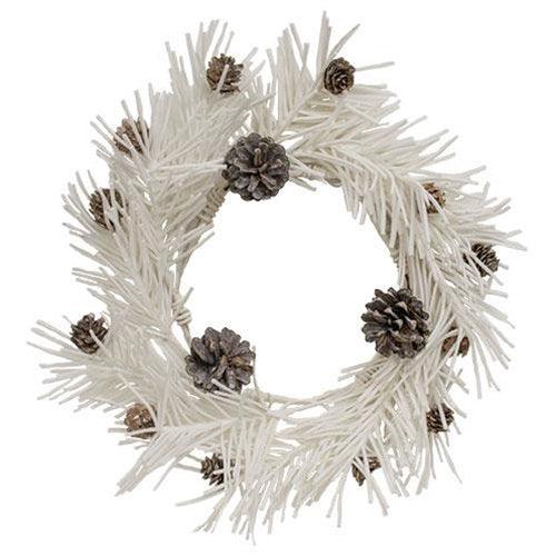 White Glitter Soft Pine & Cone Wreath - The Fox Decor