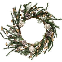 Thumbnail for Birch Cone Pod & Glitter Rattan Ball Pine Wreath - The Fox Decor