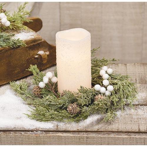 Sparkle Soft Pine White Berry Candle Ring - The Fox Decor