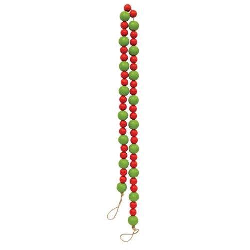Red & Green Wooden Bead Garland - The Fox Decor