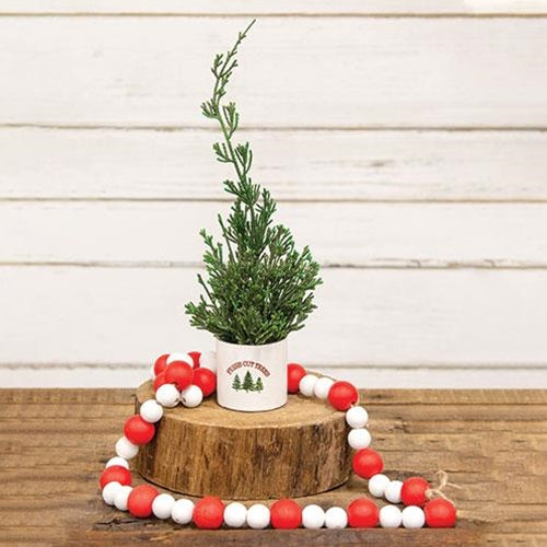Red & White Wooden Bead Garland