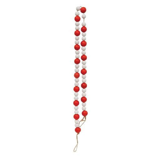 Red & White Wooden Bead Garland