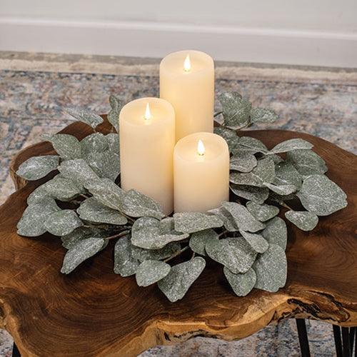 Frosted Dollar Eucalyptus Leaf Candle Ring 65 - The Fox Decor