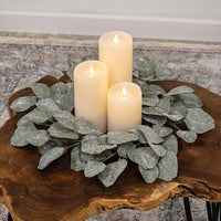 Frosted Dollar Eucalyptus Leaf Candle Ring 65 - The Fox Decor