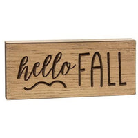 Hello Fall Engraved Block 35 x 8 - The Fox Decor