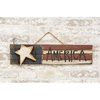Thumbnail for Lath America Flag w Wood Star 2ft - The Fox Decor