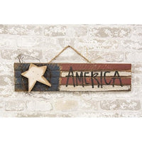 Thumbnail for Lath America Flag w Wood Star 2ft