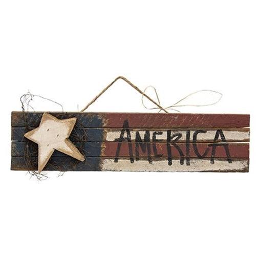 Lath America Flag w Wood Star 2ft