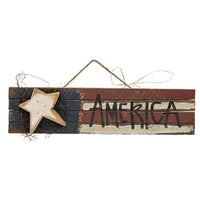 Thumbnail for Lath America Flag w Wood Star 2ft