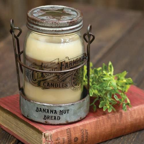 Banana Nut Bread 3 Layer Jar Candle w Tin Holder 14oz - The Fox Decor