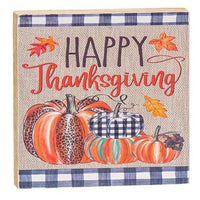 Thumbnail for Happy Thanksgiving Pumpkins Square Block - The Fox Decor