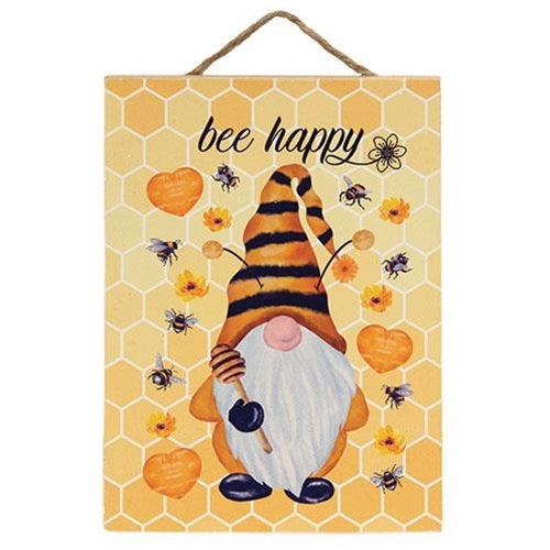 Bee Happy Gnome & Bees Hanging Sign - The Fox Decor