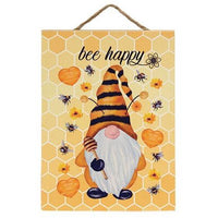 Bee Happy Gnome & Bees Hanging Sign - The Fox Decor