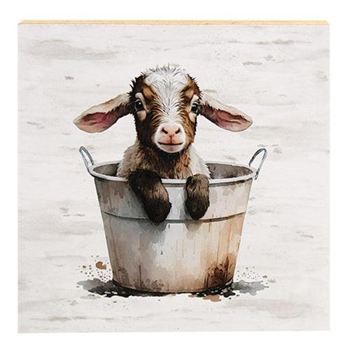 Baby Goat in a Bucket Block - The Fox Decor