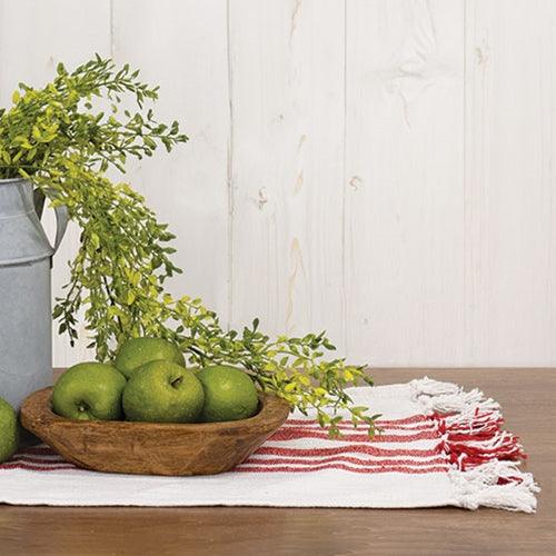 Red Stripe Fringed White Short Runner - The Fox Decor