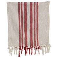 Red Stripe Fringed White Short Runner - The Fox Decor