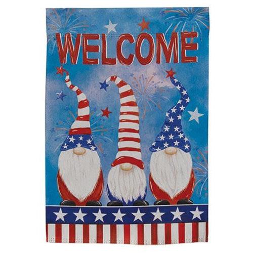 Patriotic Gnome Welcome Garden Flag