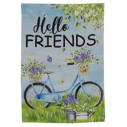 Hello Friends Bicycle Garden Flag