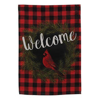 Welcome Cardinal Buffalo Check Garden Flag - The Fox Decor