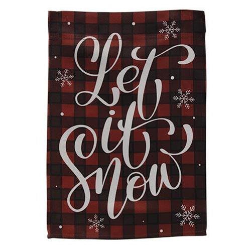 Let It Snow Buffalo Check Garden Flag