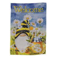 Thumbnail for Welcome Honeybee Gnome Garden Flag