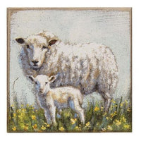 Thumbnail for Sheep & Lamb Distressed Block - The Fox Decor