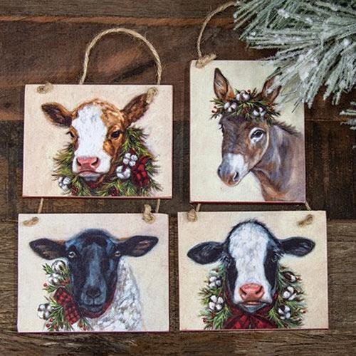 4 Set Christmas Farm Ornaments - The Fox Decor