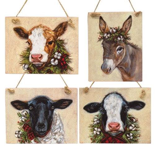 4 Set Christmas Farm Ornaments - The Fox Decor