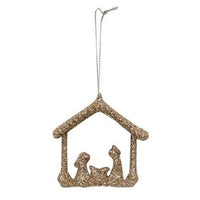2 Set Champagne Glitter Nativity Ornaments - The Fox Decor