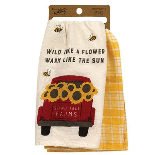 2 Set Wild Like a Flower Kitchen Towels